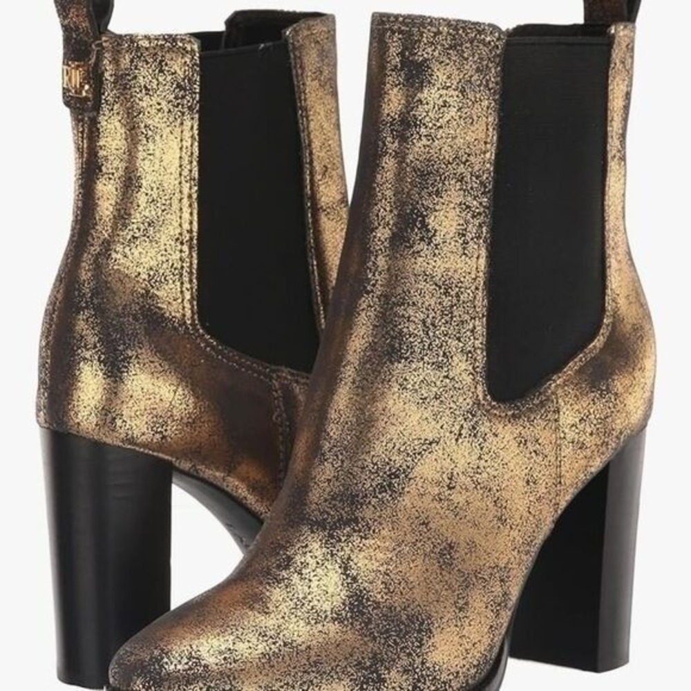 Ralph Lauren Women's Mylah Stretch Ankle Chelsea Boots - Gold Bronze Size‎ 9.5
